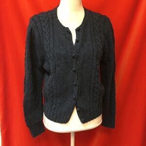 Ralph Lauren vintage hand knit cardigan sweater dark green m